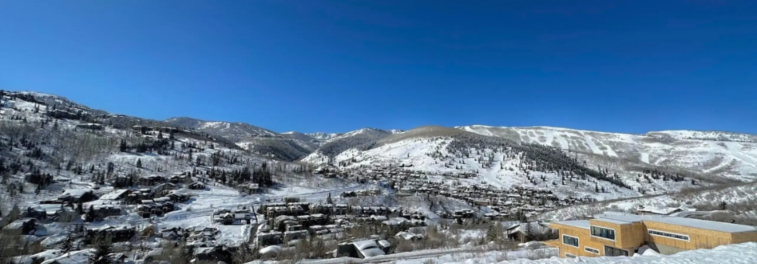 Scenic view of Park City and surrounding mountains from Aerie neighborhood